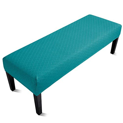 Fuloon Stretch Jacquard Dining Bench Cover - Anti-Dust Removable Bench Slipcover Washable Seat Cushion Protector for Bedroom, Kitchen, Hotel, Banquet (Peacock Blue) - color: Peacock Blue