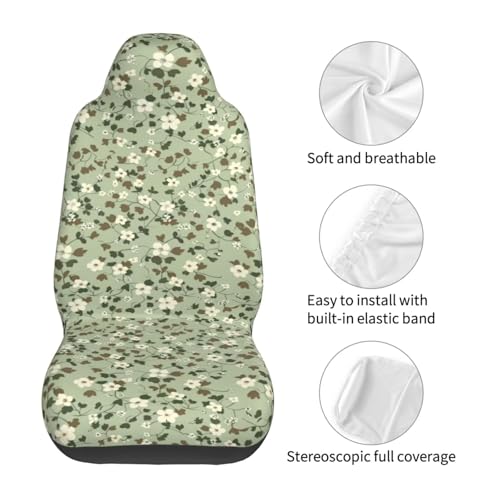 Green Leaf Seat Covers Cute Bucket Seat Cover Universial Fit for SUV Truck Van Sedans Auto Accessories Bucket Seat Covers Protectors Women Girls Men Set of 2 - color: Green Leaf