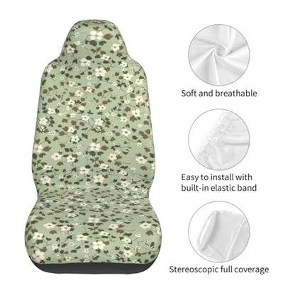 Green Leaf Seat Covers Cute Bucket Seat Cover Universial Fit for SUV Truck Van Sedans Auto Accessories Bucket Seat Covers Protectors Women Girls Men Set of 2 - color: Green Leaf