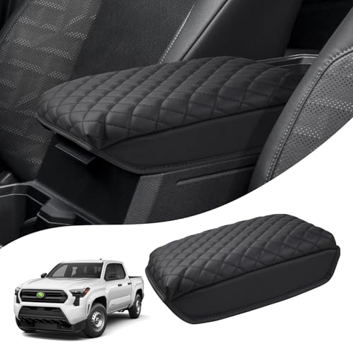 Autorder Center Console Cover for 2024 2025 2026 Toyota Tacoma Accessories Armrest Cover Anti-Scratch Middle Console Pad Leather Armrest Cushion Protector Black - size: 24-26 Tacoma Armrest Cushion