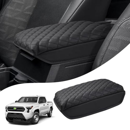 Autorder Center Console Cover for 2024 2025 2026 Toyota Tacoma Accessories Armrest Cover Anti-Scratch Middle Console Pad Leather Armrest Cushion Protector Black - size: 24-26 Tacoma Armrest Cushion