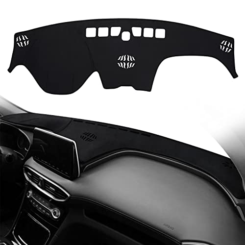 CARTIST Dashboard Cover Custom Fit for Hyundai Santa Fe 2019 2020 2021 2022 2023 Accessories Dash Cover Mat Pad Black （Without HUD） - size: Hyundai Santa Fe 2019-2023（Without HUD）