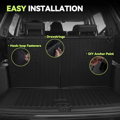 Tongama-Floor Mats for 2022-2026 Nissan Pathfinder 7 Seat with Bucket Seats, All Weather TPE Trunk Mat with Backrest Mat & 2nd Row Backrest Mats & Cargo Net & Full Coverage Door Sill Guards Kit