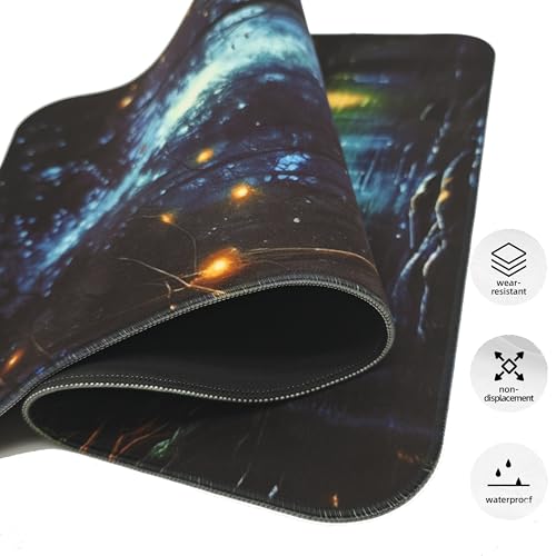Universal Fit Car Floor Mats - Tech Cloth with Elegant Patterns, Enchanted Forest Stream, Front (26.8x17.3in) & Rear (13x17.3in) Set, Anti-Slip Rubber Bottom, 4PCS, Water-Resistant & Simple to Clean