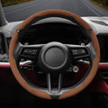 Suede Thin Car Steering Wheel Cover, 3 Piece, Fits 14-16 inch Round Steering Wheels, Brown - color: Brown, size: 3pcs: Fits Round Steering Wheels