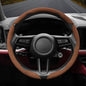 Suede Thin Car Steering Wheel Cover, 3 Piece, Fits 14-16 inch Round Steering Wheels, Brown
