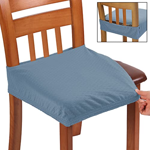 Fast Installation Dining Room Chair Covers Set of 4, TPU not Mixed, Friendly Stretch Jacquard Seat Slipcovers for Kitchen Armless Chairs, Rear Gapped- Sky Blue- 4 - color: Sky Blue, size: 4pcs/Rear-gapped