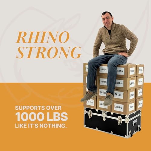 Rhino Trunk & Case Large Essential Trunk With Wheels 32”x18”x14”, 1000+ lbs Capacity - Many Colors. Strong, USA Made Summer Camp Footlocker, and Secure College Dorm Storage Chest