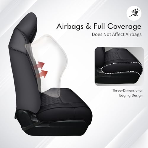 Huidasource Tacoma Seat Covers Full Set, Full Coverage Leather Truck Seat Cushion Cover Custom Fit for 2005-2015 Double & Crew Cab 2nd Gen Toyota Tacoma Base Prerunner SR5 Limited(Full Set/Black) - color: Full Set/Black, size: 2nd Gen Tacoma 2005-2015 Cre