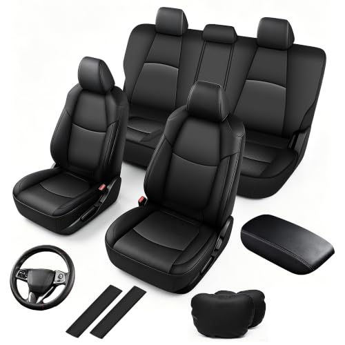 AOMSAZTO Custom Fit Seat Covers for Toyota Corolla 2020-2026 SE,XSE,FX, Seat Covers Set Full Set with Armrests, Seatbelt Covers, Steering Wheel Covers, Headrests(Black,5-Piece Set) - color: Black, size: Corolla 22-26 SE,23-26 XSE,25 FX, 5-Piece set