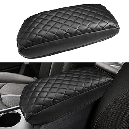 INTGET Car Center Console Armrest Cover for Kia Optima Accessories 2016 2017 2018 2019 2020 Leather Middle Console Arm Rest Box Lid Seat Cover Protector Cushion Saver (Black with Cushion) - color: Black with cushion