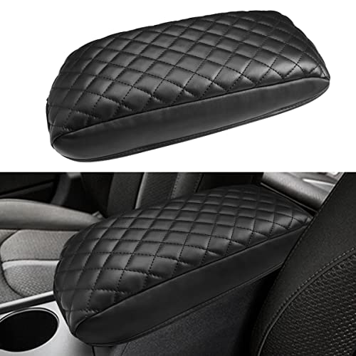 INTGET Car Center Console Armrest Cover for Kia Optima Accessories 2016 2017 2018 2019 2020 Leather Middle Console Arm Rest Box Lid Seat Cover Protector Cushion Saver (Black with Cushion) - color: Black with cushion