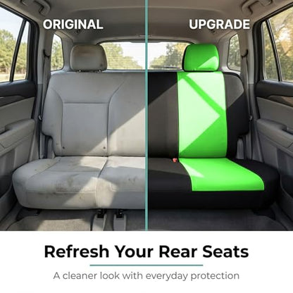 FH Group Pair Set Flat Cloth Car Seat Covers- Universal Fit for Trucks, SUVs, and Vans (Green/Black) FB050102 - color: Green