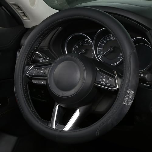 Custom-fit Steering Wheel Cover, Premium Leather Car Cover, Non-Slip, Breathable fit for Bronco Car Accessories - color: coverblack