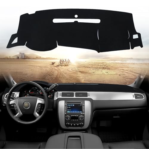 Dashboard Cover Dash Mat Compatible with GMC Sierra Chevy Silverado 2007-2013 Dash Covers - Models with Two Glove Boxes - size: 2007-2013 Chevy Silverado