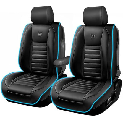 CAR PASS LED Lights Nappa Leather Car Seat Covers Front Seats, Waterproof Seat Cover for Cars Variable RGB Lights with DIY Music Sync Mode, All Weather Universal Fit Trucks SUV Automotive Pick-up
