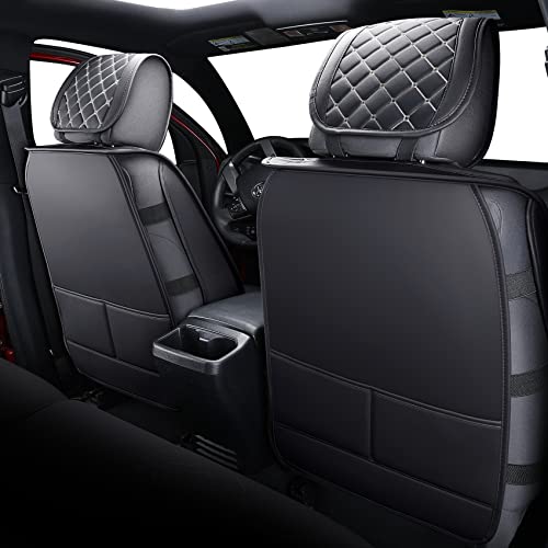 Tomatoman Tacoma Seat Covers Customized for 2005-2025 2026 Sport Double Cab SR V6 Pickup Truck, Waterproof Faux Leather Car Cushions(2 PCS Front, Black-White) - color: 2 PCS Front/Black-White