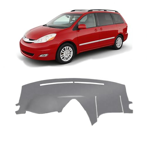 KUST Gray Dash Cover Compatible with Toyota Sienna 2004-2010 Dashboard Cover Accessories for Sienna Non-Slip Polyester Dashboard Mat Custom Fit Center Console Sunshield Protector No Glare - size: Sienna 04-10(Gray)