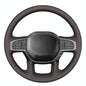 MEWANT Hand Stitch Steering Wheel Cover for Dodge RAM 1500 2500 3500 2019-2025 DIY Custom Fit Coffee Leather Steering Wheel Wrap Protector Non-Slip Breathable - color: Coffee Microfiber Leather&Coffee Stitching
