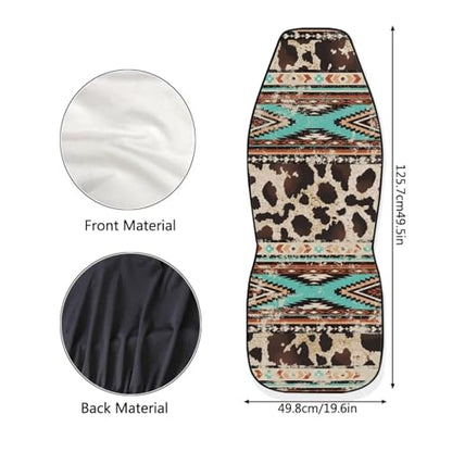 Car Seat Covers Front Seats Only for Women Men Auto Seat Covers Set of 2 Pack Bucket Cover for Cars SUV Truck Sedan, Easy to Install（Aztec Ethnic Cow Leopard Print 83）