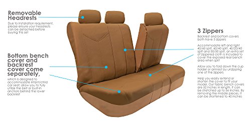FH Group Car Seat Covers Rome PU Leather Full Set Automotive Seat Covers, Airbag Compatible and Split Bench Easy to Install Tan Seat Covers Universal Fit Interior Accessories for Cars Trucks and SUV