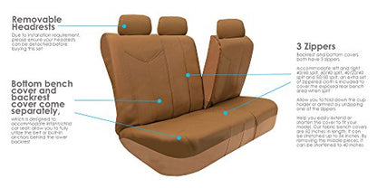 FH Group Car Seat Covers Rome PU Leather Full Set Automotive Seat Covers, Airbag Compatible and Split Bench Easy to Install Tan Seat Covers Universal Fit Interior Accessories for Cars Trucks and SUV