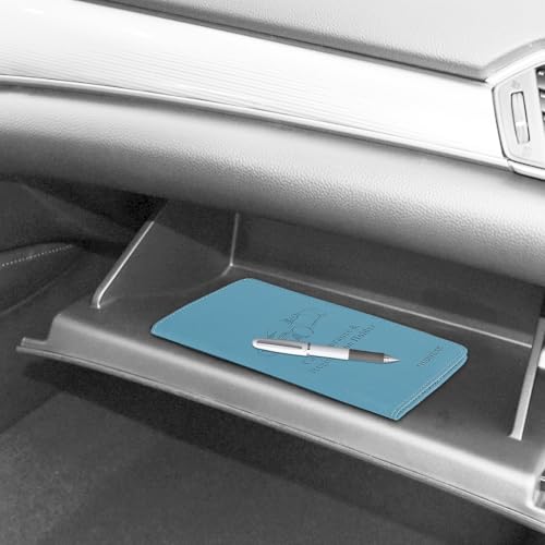 Car Registration & Insurance Card Holder Leather Auto Glove Box Organizer Document Wallet with Magnetic Shut - color: Blue-Upgraded