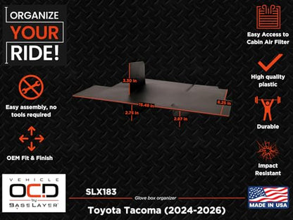 – Glove Box Organizer for Toyota Tacoma (2024-2026) – Made in USA - SLX183 - size: 2024-2026, style: Glove Box Organizer