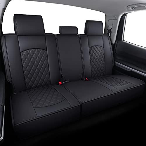 Tundra Seat Covers Compatible with Toyota Tundra 2008-2022 2023 2024 2025 2026 Crewmax Double Cab SR5 Limited Platinum TRD Pro Tundrasine 1794 Edition Waterproof Leather(5 PCS Full Set/Black)