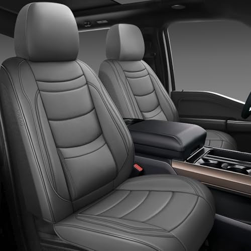 Leather Car Seat Covers Full Set,Universal Fit for Most Cars,SUVs and Sedans,Waterproof Luxury Leatherette Cushions, 5 Seats Protectors (Grey, Full Set-5 Seats(Front and Rear)) - color: Grey, size: Full Set-5 seats(front and rear)