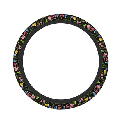 Wild Flowers Elastic Steering Wheel Cover Non-Slip Breathable Steering Wheel Protector Fit Auto, SUVs, Truck - color: Wild Flowers