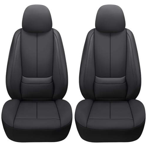 Full Coverage Leather Car Seat Covers,Waterproof Seat Covers for Cars,SUVs Pick-up Truck, Car Seat Cushion,Car Seat Protector,Front Seat Cover,Black Seat Cover with 2 Seats