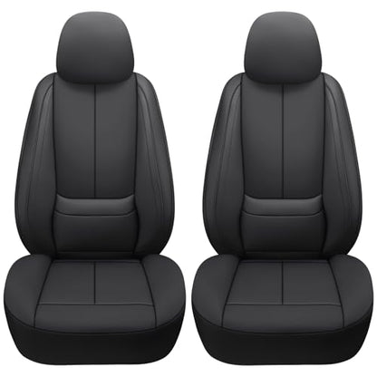 Full Coverage Leather Car Seat Covers,Waterproof Seat Covers for Cars,SUVs Pick-up Truck, Car Seat Cushion,Car Seat Protector,Front Seat Cover,Black Seat Cover with 2 Seats