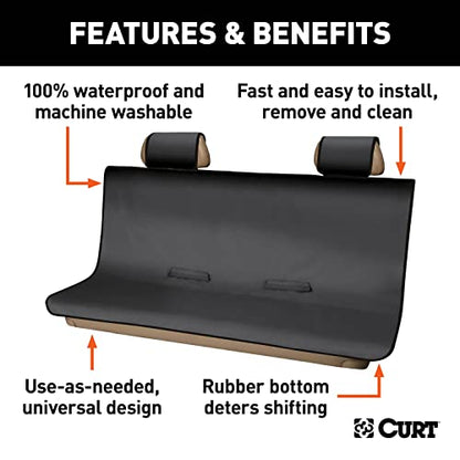 CURT 18521 Seat Defender 58-Inch x 63-Inch Black Waterproof Universal Extra-Large Bench Truck Seat Cover Protector - color: Black, size: XL Bench Seat
