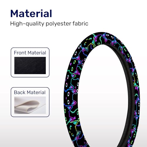 GENANY Neon Cat Steering Wheel Cover, Non Slip Polyester Car Wheel Protector for Car SUV Truck, Universal 15 Inch - color: 11. Neon Cat