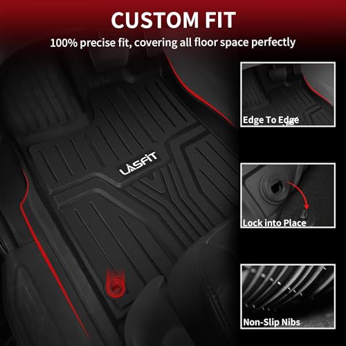 LASFIT Floor Mats for Honda Odyssey 2026 2025 2024 2023 2022 2021 2020 2019 2018 Mini Passenger Van, All Weather TPE Car Liners,1st & 2nd & 3rd Row (EX-L/Elite/Touring/Sport-L/Sport/EX/LX) - style: 7）For Honda Odyssey | 2018-2026 | 1st & 2nd & 3rd Row