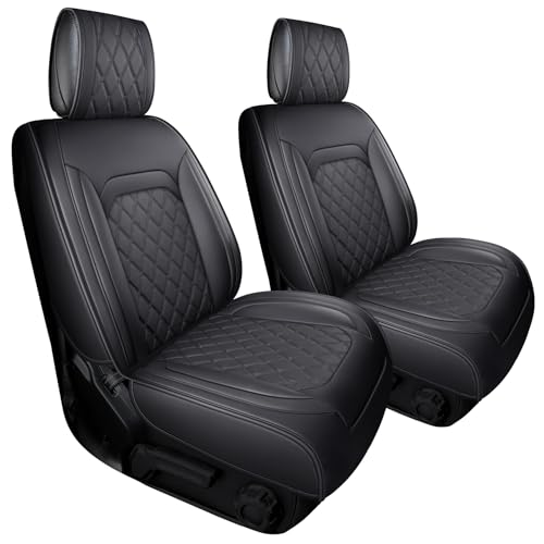 Jeep Wrangler JK JL Front Seat Covers Custom Fit 2/4 Door 2007-2026 Unlimited Rubicon 392 Sahara Willys Sport High Altitude Truck Pickup Waterproof Leather(2 PCS Front/Black1) - color: 2 PCS Front/Black1