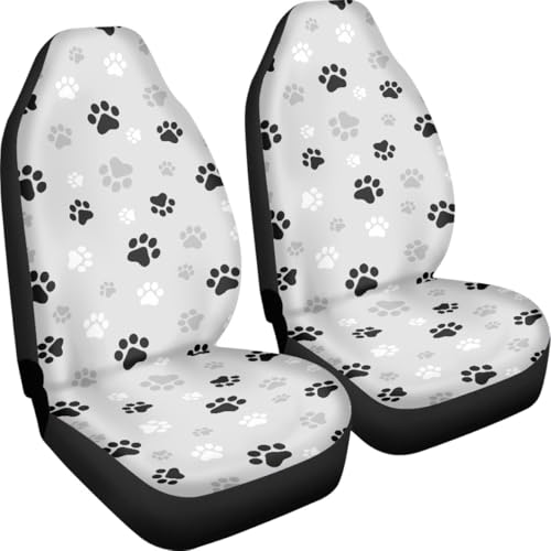 Pehede Car Seat Cover Dog Paw Print Front for Cars, Easy to Install Cover Set, Accessories Auto Trucks Van SUV,2 Packs - color: Multi09