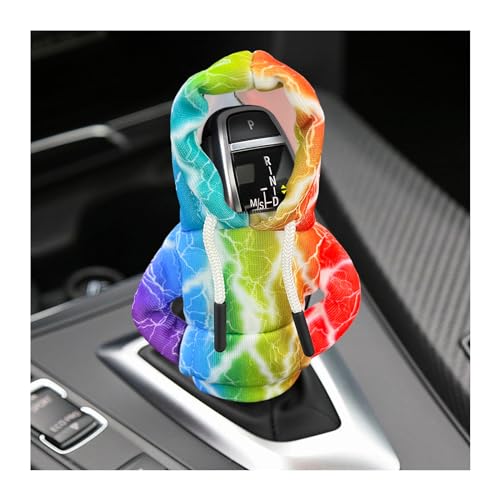 Ohleats Car Gear Shift Hoodie, Mini Funny Fashionable Automotive Gear Shifter Cover, Winter Warm Car Shift Knob Sweater Protector, Universal Interior Car Accessories for Decoration (Lightning) - color: Lightning