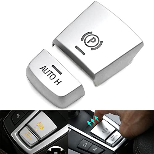Handbrake Button Cover Trim Chrome Silver Parking Auto Hold Hand Brake Switch Buttons Sticker for BMW 528i 530i 535i 640i 740i 750i X3 X5 X6 F10 F07 F06 F12 F13 F01 F02 F25 F26 F15 F16