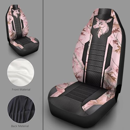 Pink Caomflage Doe Car Seat Covers Front Only, Vehicle Bucket Seat Protetors Universal Fit Most Vehicle, Sedan, Truck, Van and SUV - color: Pink Caomflage Doe