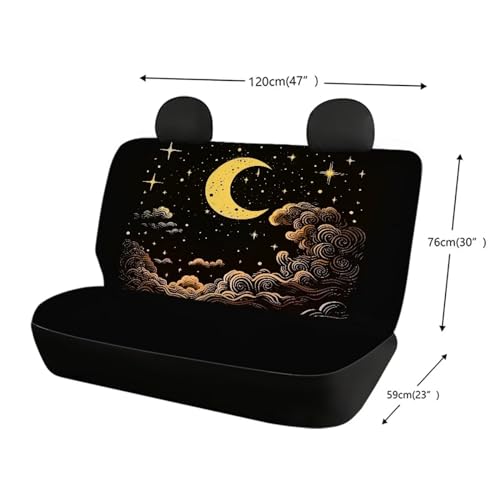 Night Moon Star Car Accessories Black Car Rear Seat Covers for SUV 2 Pack Truck Bench Seat Cover Waterproof Back Seat Backrest Protector - color: 1 Moon Star