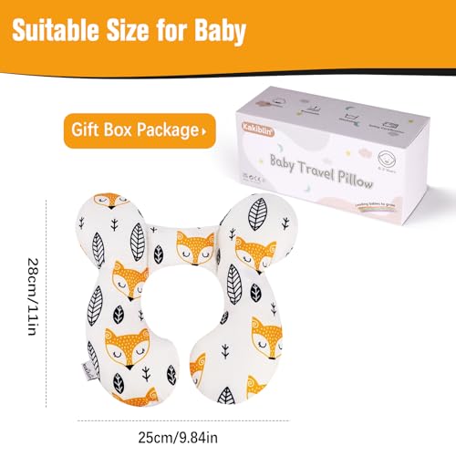 KAKIBLIN Baby Neck Pillow, Upgraded Baby Support Pillow for Head and Neck, Babies Head Pillow for Car Seat, Stroller, Pushchair,Travel(Yellow Fox) - color: Yellow Fox