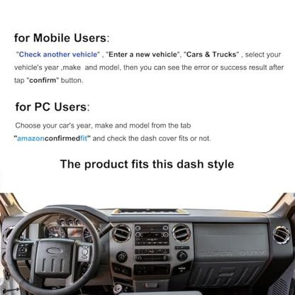 Yiz Dashboard Cover Dash Cover Mat Custom Fit for Ford Super Duty F250 F350 F450 F550 Without Touch Screen, Dash Pad Cap Carpet Protector J238 (Black)