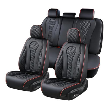 Coverado Car Seat Covers Full Set, Black Seat Covers, Waterproof Car Seat Cover, Car Seat Cushion, Car Seat Covers Front Seats Back Seat Covers, Car Seat Protector Universal Fit Most Cars Red Line - color: Redline/Black, size: FullSet