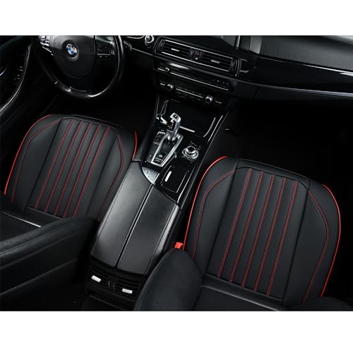 BWTJF Front Car Seat Bottom Covers 2 Pack, Universal Auto Seat Cushions, Nappa Leather Full Wrapping Edge Compatible with Most of Vehicles - SUVs/Sedans/Pickup Trucks, Black&Red - color: Black&Red, size: StyleA-Stripes