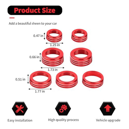 RT-TCZ Center Console Switch Knob Button Cover AC Radio Switch Knob Cover Trim Interior Accessories for Chevrolet Chevy Tahoe 2024 2025,7PCS (Red) - color: Red