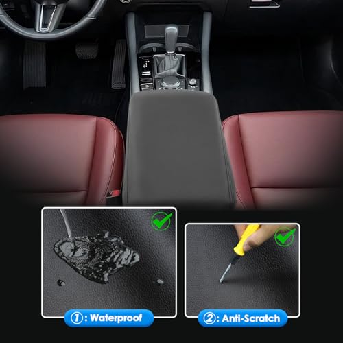 2023 2024 2025 2026 Mazda3 Center Console Cover for Mazda Mazda3 (All Trims 2.5 S/2.5 Turbo), Waterproof&Comfy Leather 2026 Mazda3 Armrest Cover 2025 Mazda3 Accessories (Black) - color: for Mazda3