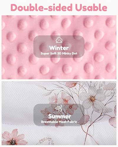 BOMOLOUR Infant Car Seat Insert with Removable Cushion for Baby Preemie Newborn Infant, Reversible carseat Insert Head Body Support Fits for Stroller, Baby Swing, Rocker, Bouncer, Bassinet - Pink