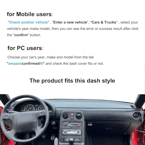 Dash Cover Mat Custom Fit for Mazda Miata,Dashboard Cover Pad Carpet Protector (Black) K230 - color: BLACK.